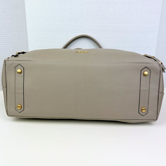 NWT LODIS Camilla Tote Shoulder Bag Ash Grey Taupe Leather Studded Zip Tassels - Picture 5 of 16
